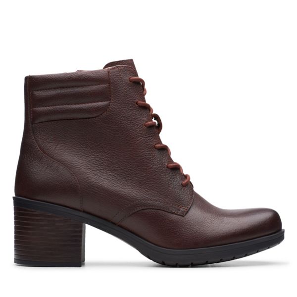 Clarks Womens Hollis Jasmine Ankle Boots Mahogany Leather | UK-2173095 - Click Image to Close